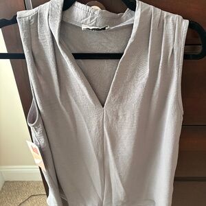 Small Petite Monteri Grey V Neck Tank Top